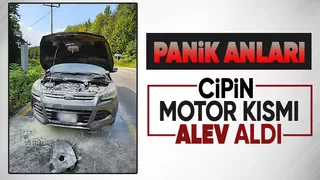 Cipin motor kısmı alev aldı 