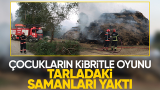Çocuklar kibritle oynarken samanları yaktı