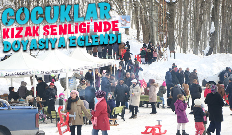 Çocuklar, kızak şenliğinde doyasıya eğlendi