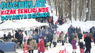 Çocuklar, kızak şenliğinde doyasıya eğlendi