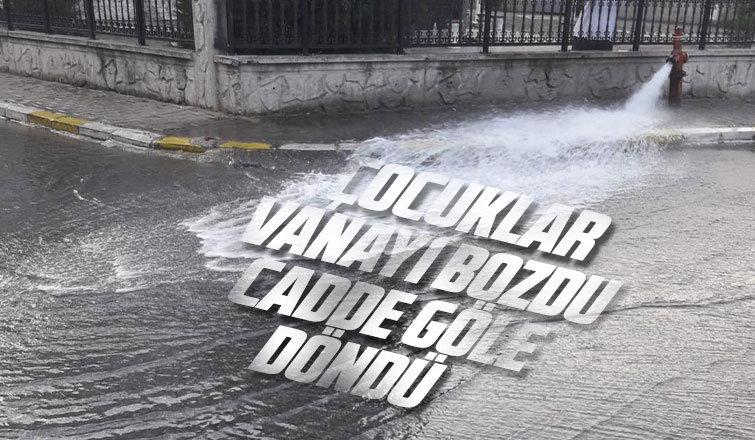 Çocuklar vanayı bozdu, cadde göle döndü