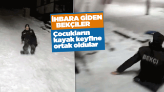 Çocukların kayak keyfine ortak oldular