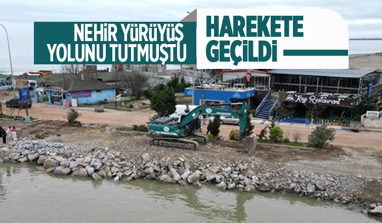 Çöken yürüyüş yoluna taş dolgulu önlem