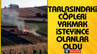 Çöpleri yakmak isterken römorku yaktı