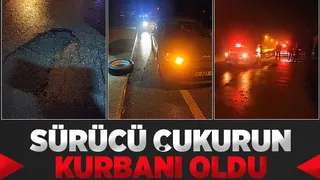 Çukura düştü lastiği yarıldı