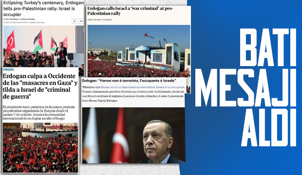 Cumhurbaşkanı Erdoğan'ın Büyük Filistin Mitingi'ndeki açıklamaları dünya basınında