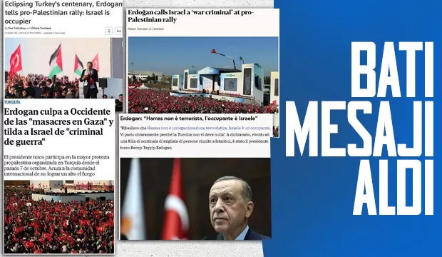 Cumhurbaşkanı Erdoğan'ın Büyük Filistin Mitingi'ndeki açıklamaları dünya basınında
