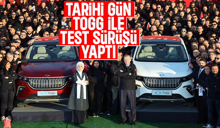 Cumhurbaşkanı Togg ile test sürüşü yaptı