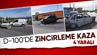 D-100'de 3 araç birbirine girdi: 4 yaralı