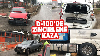 D-100'de 4 araçlı kaza: 1 yaralı