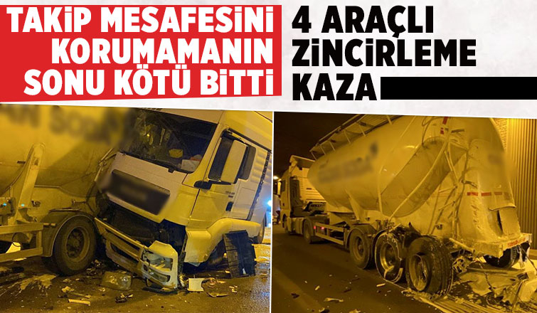 D-100'de  4 araçlı zincirleme kaza
