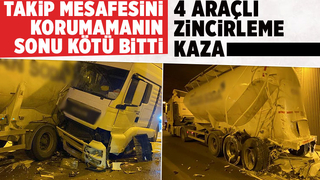 D-100'de  4 araçlı zincirleme kaza