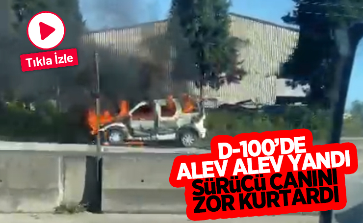 D-100'de araç alevlere teslim oldu