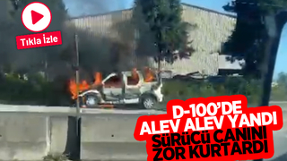 D-100'de araç alevlere teslim oldu