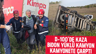 D-100'de feci kaza: Araçlar tarlaya uçtu