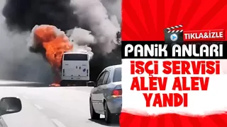 D-100'de işçi servisi yandı