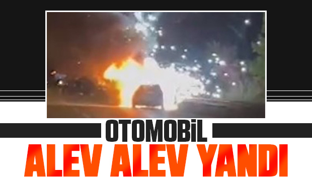 D-100'de otomobil alevlere teslim oldu