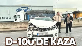 D-100'de otomobil tıra çarptı