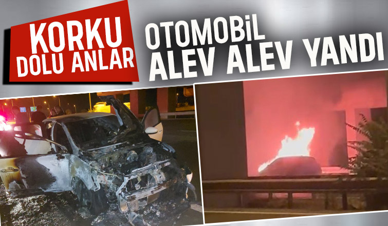 D-100'de otomobil yandı