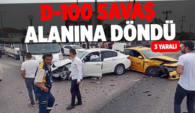 D-100'de zincirleme kaza: 2 yaralı