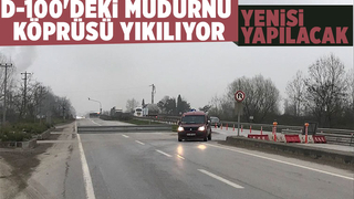 D-100'deki Mudurnu Köprüsü yıkılıyor