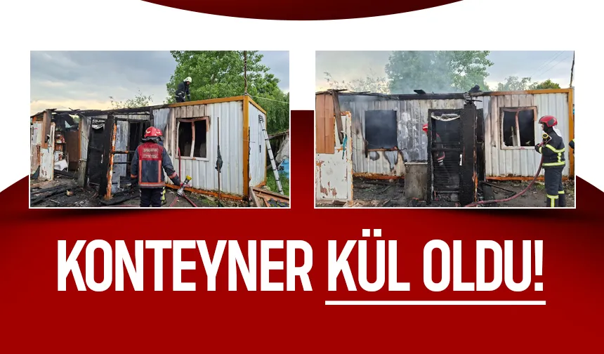 D-100 kenarındaki konteyner yandı