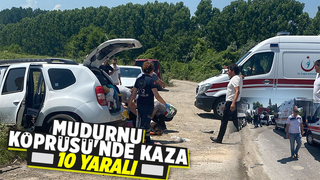 D100 de kaza trafik çift yönlü durdu: 10 yaralı