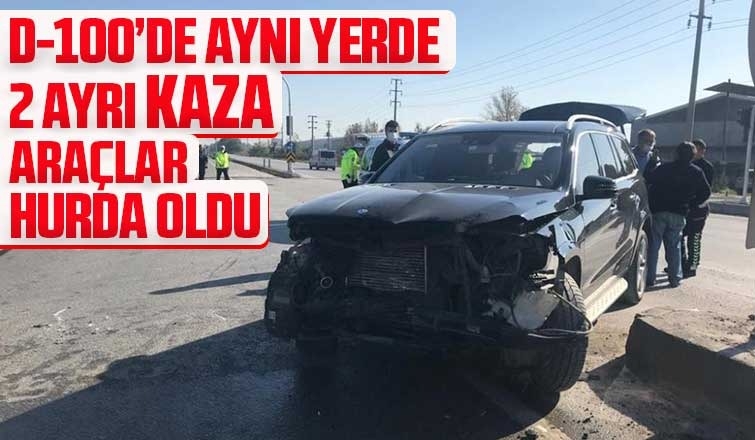 D-100’de aynı yerde 2 ayrı kaza
