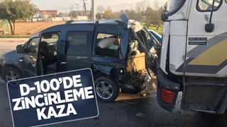 D-100’de dört araçlı zincirleme kaza: 1 yaralı
