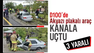 D-100’de Korku Dolu Anlar: Akyazı Plakalı Otomobil Sulama Kanalına Uçtu 