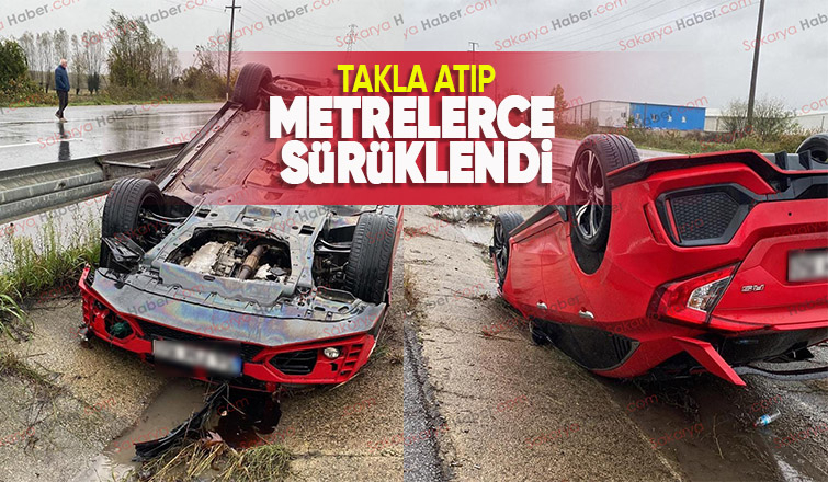 D-140'da takla atan otomobilin sürücüsü yaralandı