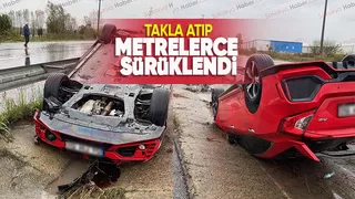 D-140'da takla atan otomobilin sürücüsü yaralandı