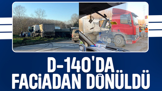 D-140’da tırlar çarpıştı