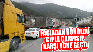 D-650'de cam yüklü tır karşı yöne geçti