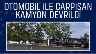 D-650'de kaza: kamyon devrildi