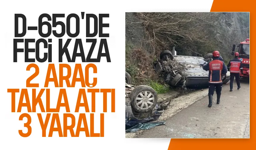D-650'de otomobille takla attı