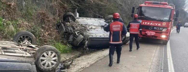 D-650'de otomobille takla attı