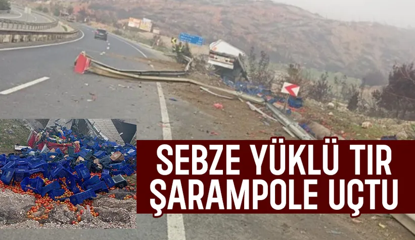 D-650'de sebze yüklü tır kaza yaptı