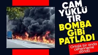 D 650'de tır bomba gibi patladı