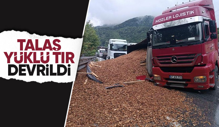 D 650 de tır devrildi trafik durdu