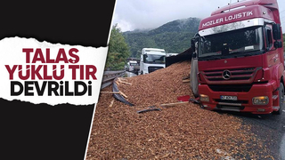 D 650 de tır devrildi trafik durdu