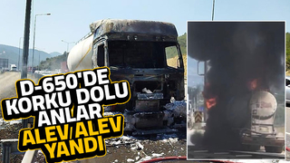 D-650'de tır yandı