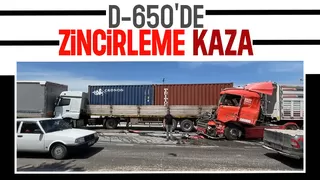 D 650 de üç tır birbirine girdi