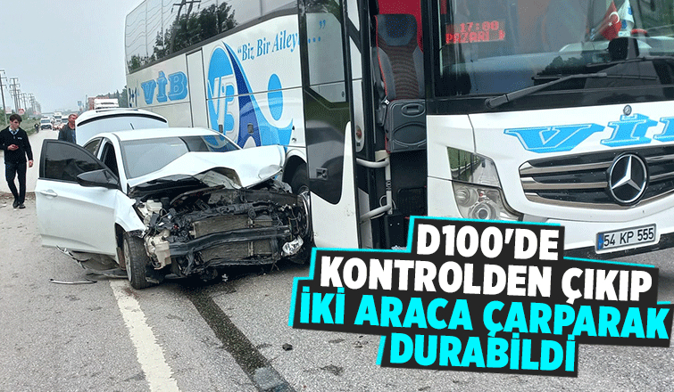 D100'de kaza bariyerlere ve iki araca çarparak durabildi 1 yaralı