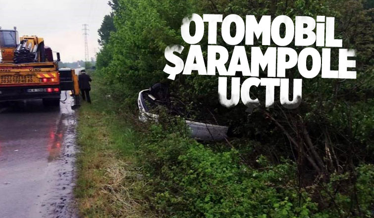 D140’da araç şarampole yuvarlandı