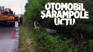 D140’da araç şarampole yuvarlandı