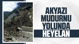 Dağdan kopan kaya parçaları yolu kapattı