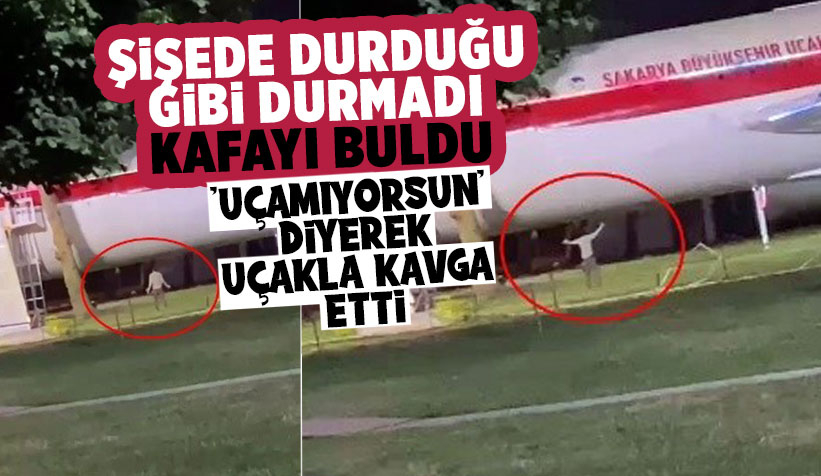 Daha uçamıyorsun diyerek uçakla kavga etti