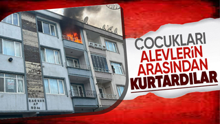 Daire alevlere teslim oldu 2 çocuk dumandan etkilendi
