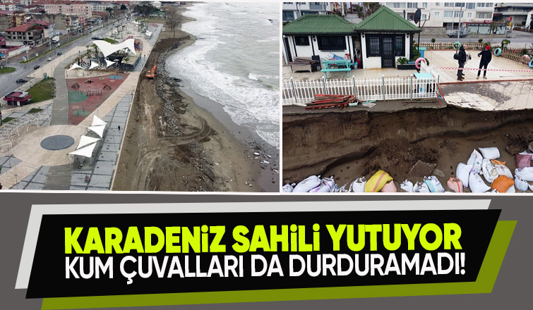 Dalgalar Karasu'da sahili yutuyor: Deniz caddeye ulaşmak üzere